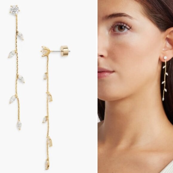 Nordstrom Jewelry - Nordstrom Cubic Zirconia Marquise Linear Drop Earrings – Gold – NWT